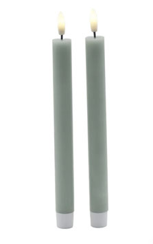 3er Set - LED Stabkerzen Salbeigrün