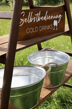 2-teiliges Zinnwannen-Set inkl. Schild