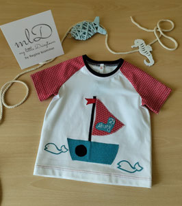 Kindershirt "Boot" Gr.98 und kurze Kinderhose Gr.98 aus der BIO-Kollektion "Maritime Summer"