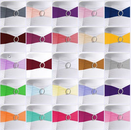 Stuhlschleifen aus Organza Stoff, oder Stretch mit Brosche