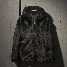 ECO FUR MENS HOODIE JACKET　BLACK
