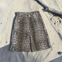 Mens denim leopard shorts
