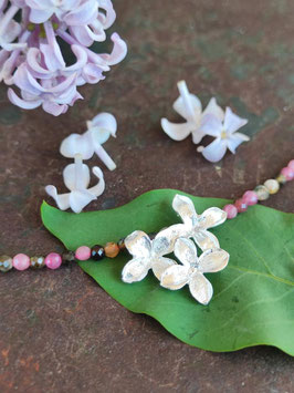 Zartes Fliederblüten Collier mit buntem Turmalin