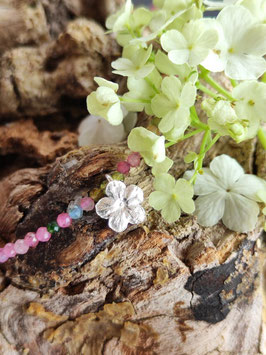 Bunte Turmalin Kette mit Schneeball Hortensien Blüte