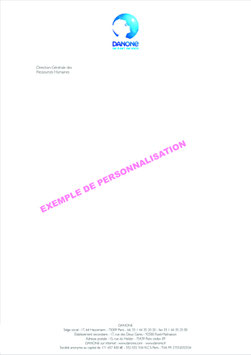 Lettres DANONE avec adresse en pied & personnalisation