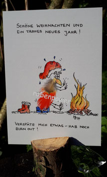 Kunstpostkarte "Weihnachten Burn out"