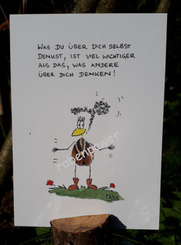 Kunstpostkarte "Selbst denken" weiblich