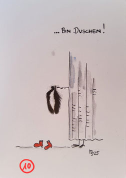 Kunstpostkarte "Bin Duschen"