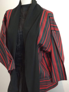 jacket en soie col semi noir translucide