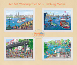 4  DIN A3 Poster Ein Posterset Kiel, Hamburg oder Laboe oder 4 gleiche oder 4 unterschiedliche Motive