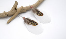 Boucles d'oreilles Olathe plumes blanches - Ethnic Feather - Bijoux ethniques - Bijoux indiens
