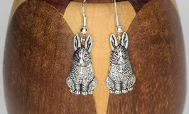 Boucles d'oreilles lapin métal argenté, clips lapin métal  argenté