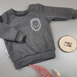 Basic Sweater - Waffeljersey dungeklgrau Igel - Gr. 68