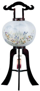 盆提灯 行灯 桜 絹二重絵 菊桔梗山水 12号（1750）