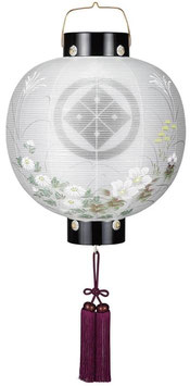 盆提灯 門提灯 丸 絹二重絵 13号 尺三丸 電池式LED（8324-13-070AC）