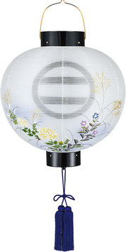 盆提灯 門提灯 丸 絹二重 乱菊 尺三丸 13号 電池式LED（6083-3R）