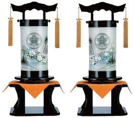 盆提灯 創作提灯 法明燈 本黒塗 雄雅 絹二重対柄 50号（D4586WS）
