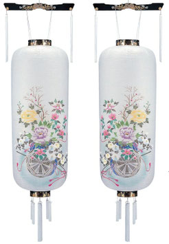 盆提灯 博多長 御所車 対柄 桜（H9304W）