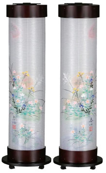 盆提灯 創作提灯 伸縮提灯 優美 桜 絹二重対柄（F2787W）