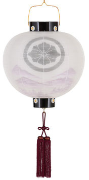 盆提灯 門提灯 丸 絹二重 13号 尺三丸 電気コード式（8324-GJ-023L）