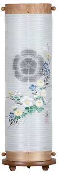 盆提灯 創作提灯 ともしび 円窓家紋 絹二重（63318J）