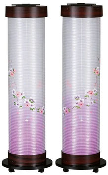 盆提灯 創作提灯 伸縮提灯 枝垂れ桜 桜調 絹二重対柄（F8772W）