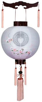 盆提灯 御殿丸 桜調 枝垂れ桜 特三丸 絹二重 電池式LED（G8372L）