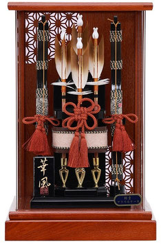 破魔弓 朝陽（あさひ）8号 高さ35cm ケース入 四角 茶木目（1215-08-030）