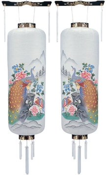 盆提灯 博多長 孔雀 対柄 桜（H9319W）