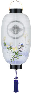 盆提灯 門提灯 長 絹二重 乱菊 尺四長 電池式LED（6134-3R）