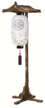 門提灯 長 絹二重絵 中 電池式LED／神代屋形 大 セット（8324-02-072AC／8740-83-007）