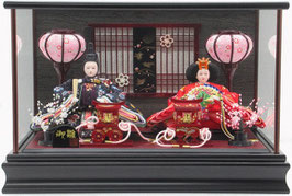 ひな人形 親王飾りケース入 芥子2人 四角 黒塗り（S3336）
