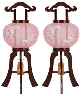 【限定品】盆提灯 行灯 美吉野 茜音 絹絵 10号（8431-GN-215）※2個セット