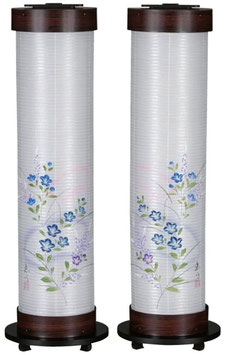 盆提灯 創作提灯 伸縮提灯 扇面桔梗 桜調 絹二重対柄（F8774W）