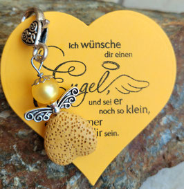 Schutzengel Anhänger mit Lava Perle sonne