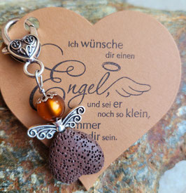 Schutzengel Anhänger mit Lava Perle braun