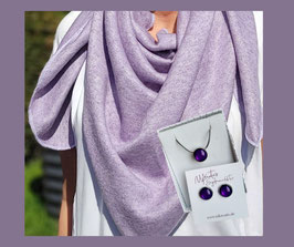 Tuch mit Engel in flieder/lila mit Carbocon Schmuckset