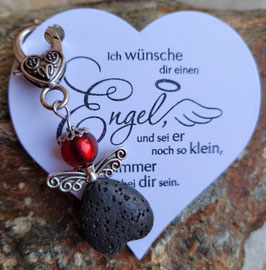Schutzengel Anhänger mit Lava Perle  black cherry