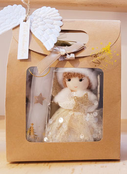 Weihnachtliches Geschenkset gold mit Deko Puppe