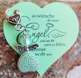 Schutzengel Anhänger mit Lava Perle grün