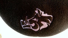 Béret Français noir tête de sanglier