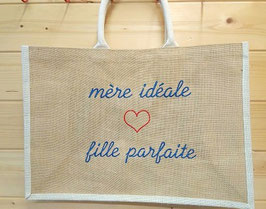 Sac cabas toile de jute mère parfaite fille idéale