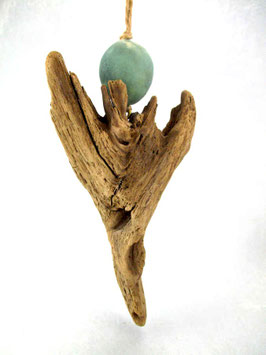 Holz-Schutzengel mit grüner Keramik, Nr. 70