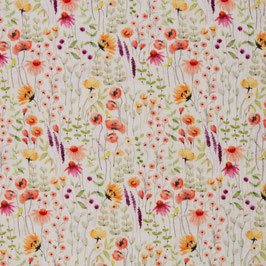 Musselin, double gauze, Wiesenblumen