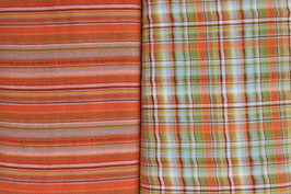 Baumwollbatist, kariert/gestreift, orange/grün