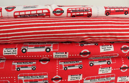 Doppeldeckerbusse aus London, rot/weiß, Jersey