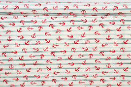 Nautical Baby, Anker & Streifen, rot, Jersey