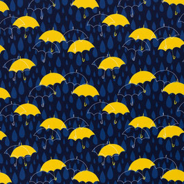 Robin, Regenschirm und Tropfen, gelb/jeansblau, NANO-Softshell
