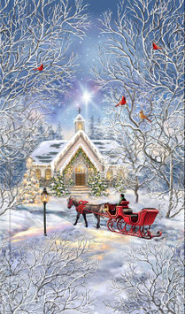 Weiße Weihnacht Paneel, 60x110cm, Timeless Treasures