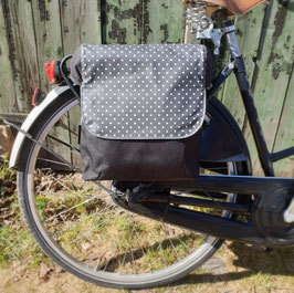 Doppel Gepäckträgertasche Anthrazit Punkte
